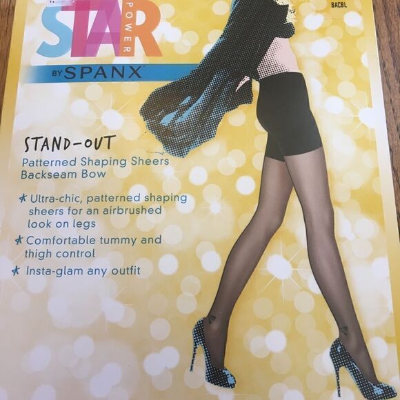 Spanx star power back-seam BOWshaping sheers BLACK - Picture 3 of 5